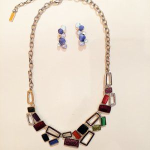 Art Deco Colorful Necklace & Earrings